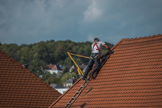A professional roofing contractor installing shingles on a residential roof in Northern Virginia